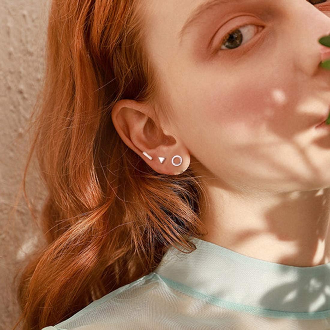 Hypoallergenic Minimalist Small Geometric Dainty Simple Triangle Studs for Women