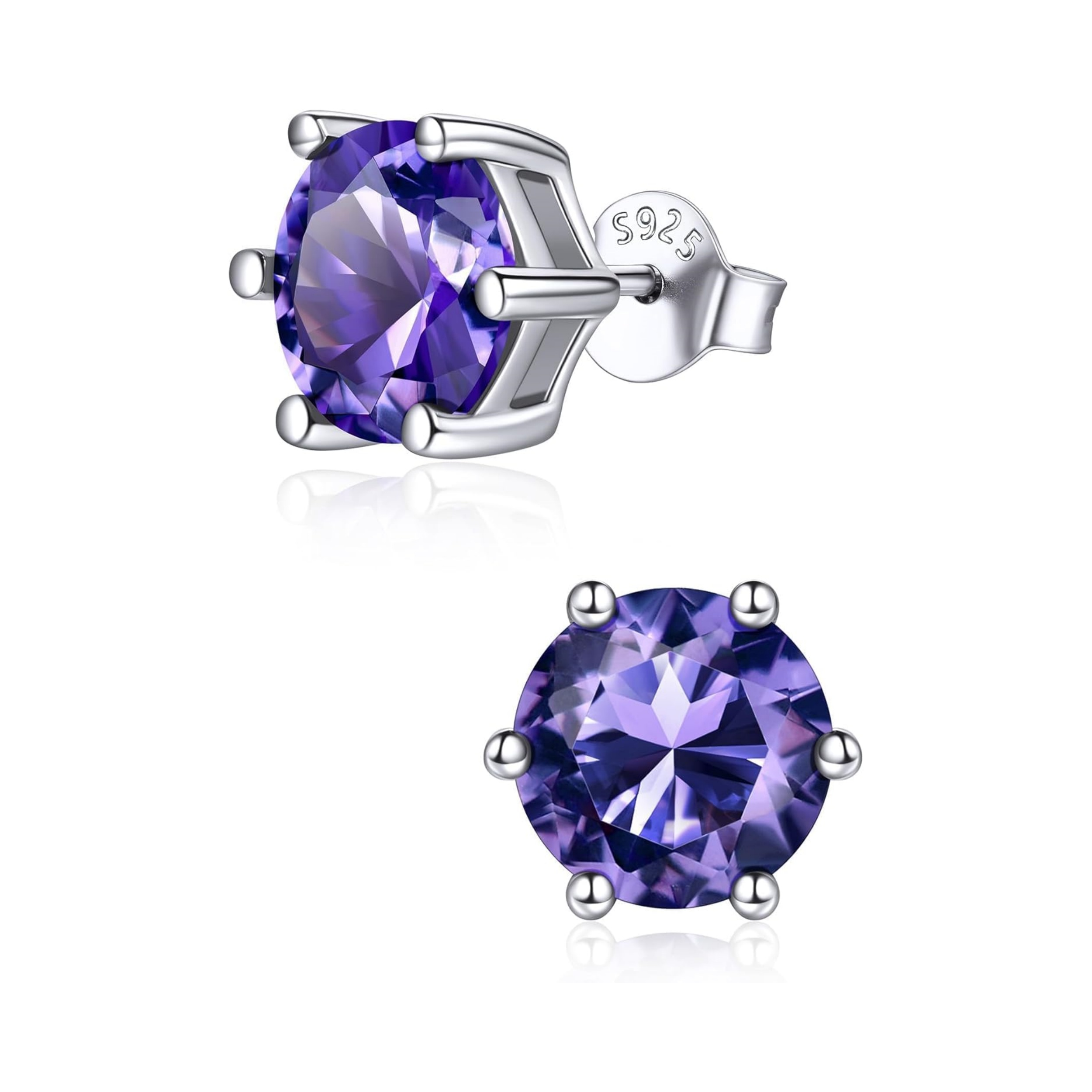 8.5mm Sparkling Round Cut Birthstone Halo Stud Earrings