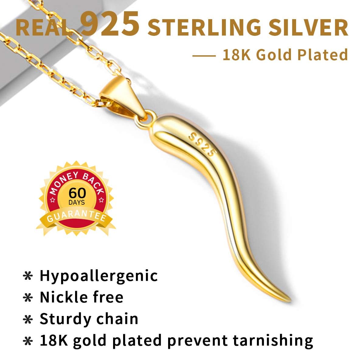 Lucky Italian Horn Necklace Pendant Necklace