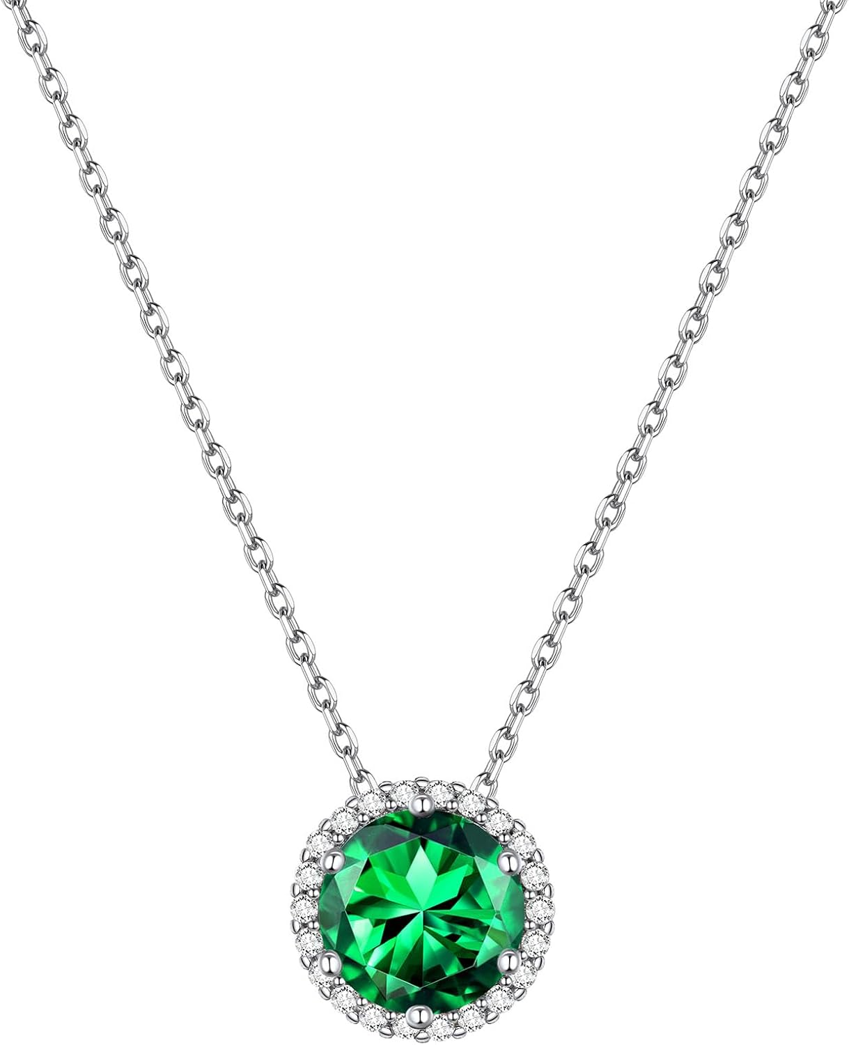 Round Cut Birthstone with Cubic Zirconia Necklace