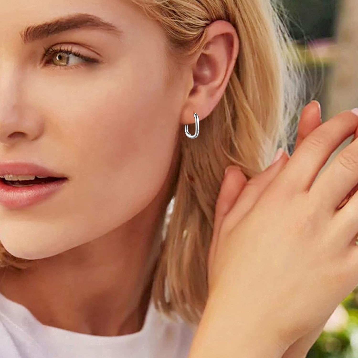 Square & round Chunky Hoop Earrings for Women, Ladies, Couples, girlfriend, wife