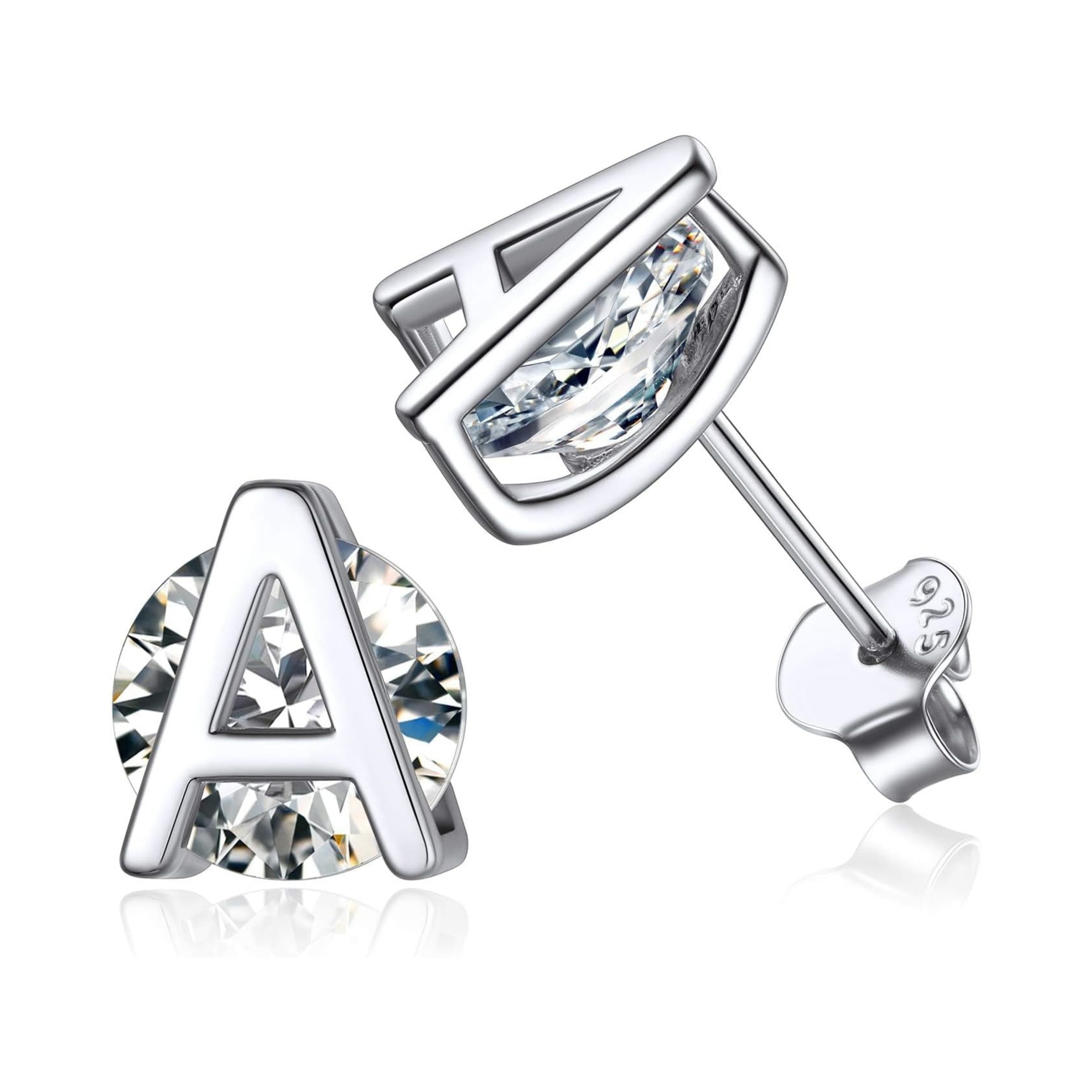 Dainty Initial & Cubic Zirconia Letter Stud Earrings