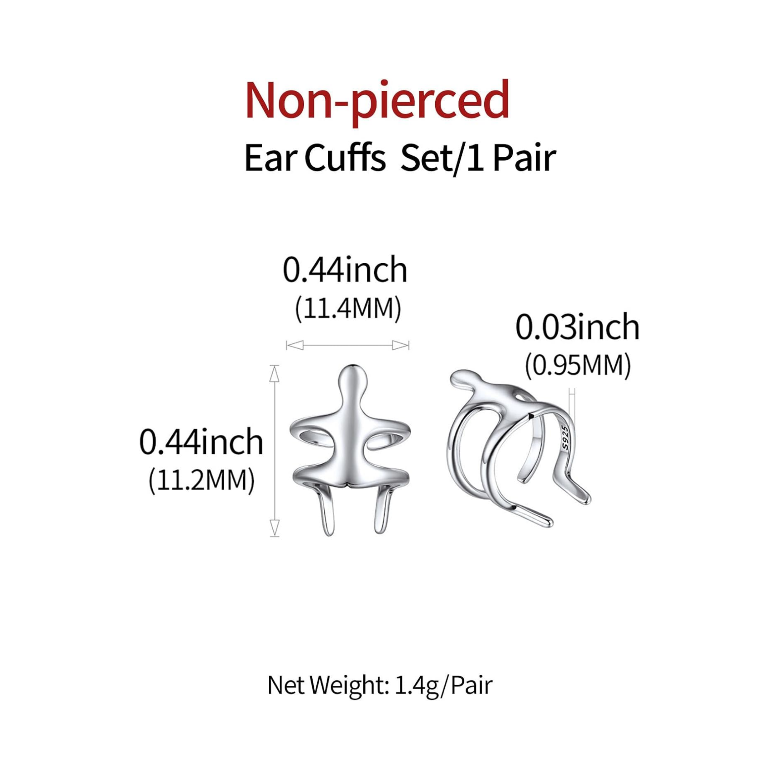 Climbing Man Non-Piercing Cartilage Cuffs Earrings Details: Dimensions, Hypoallergenic, Clip On Back Finding
