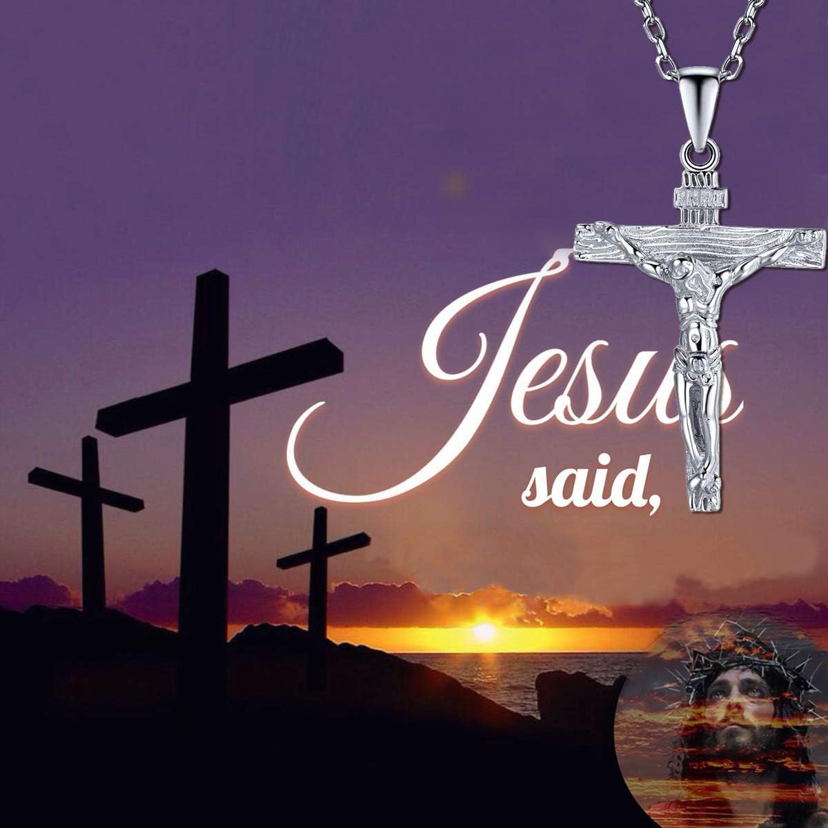 Catholic Jesus Christ on INRI Jesus Cross Pendant Necklace