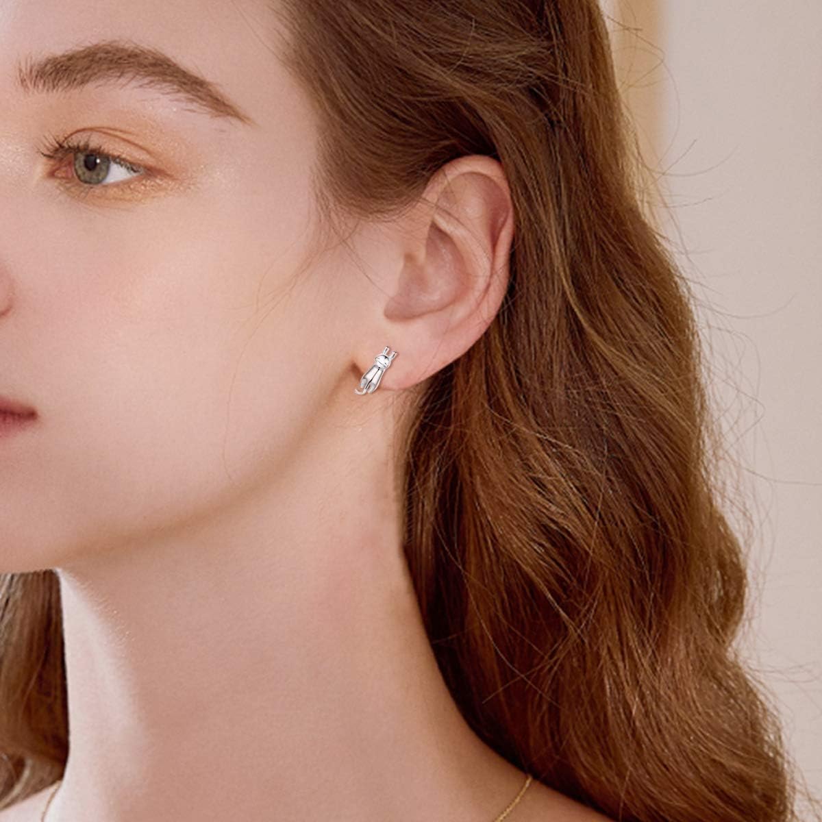 Lovely Cat Stretching Stud Earrings for Women