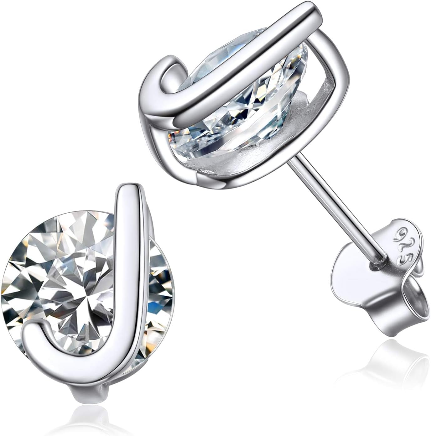 Dainty Initial & Cubic Zirconia Letter Stud Earrings