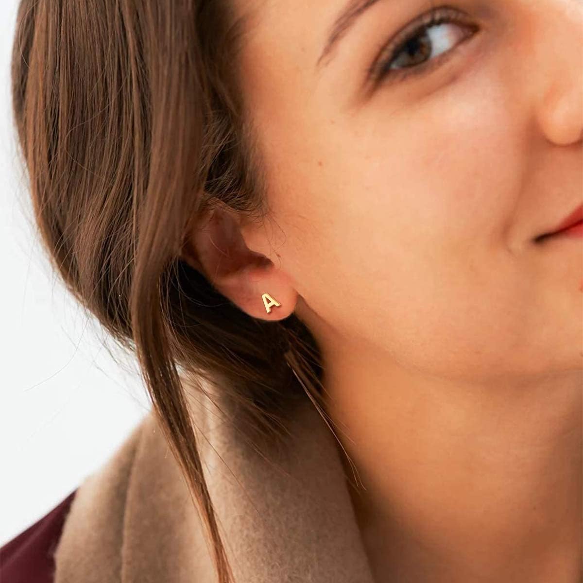 A- Gold ChicSilver Hypoallergenic Initial Letter Earrings Studs, sterling silver jewlery, 925 sterling silver earrings, Initial Earrings, gift idea,  A to Z  jewelry
