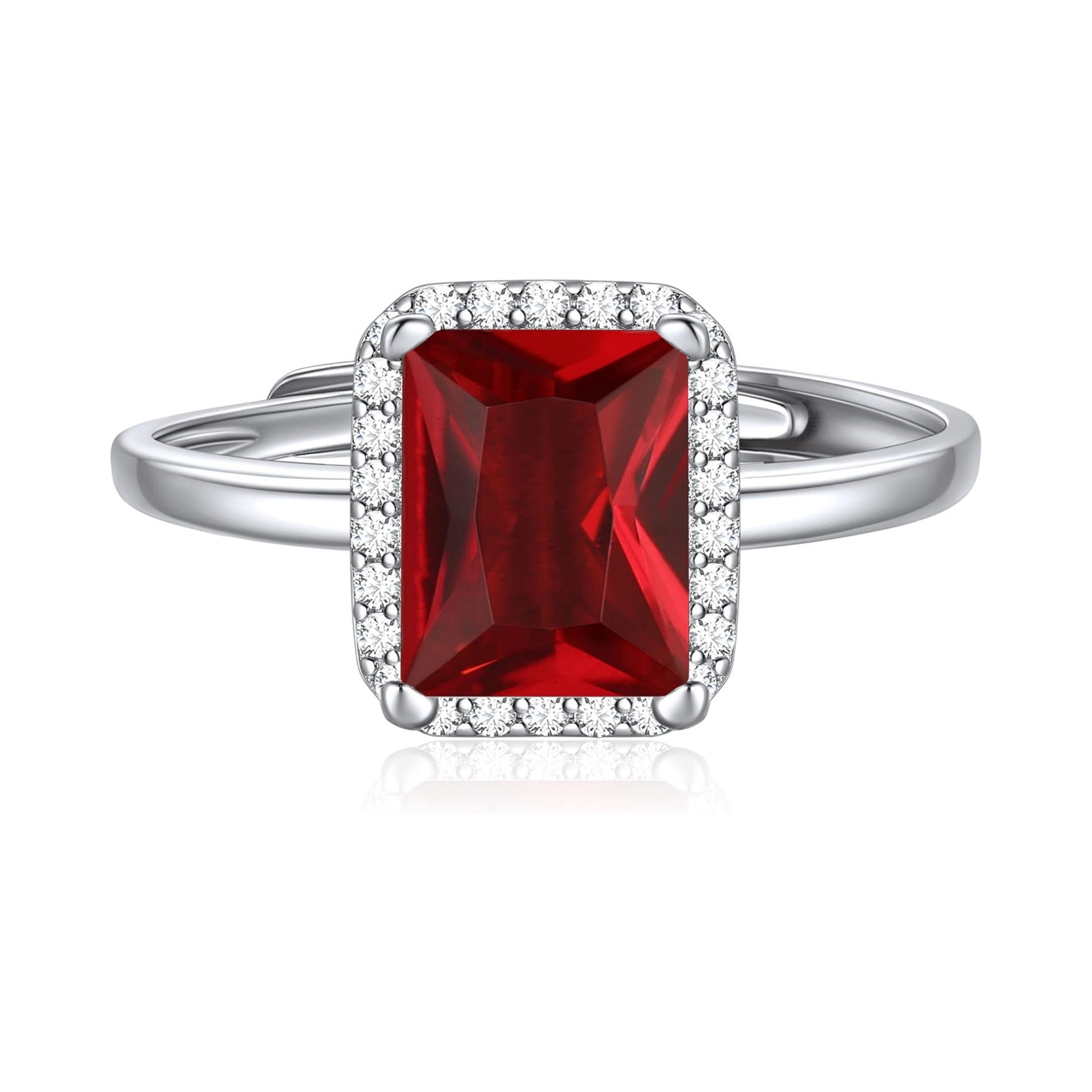 Promise Ring with Square Emerald Cut Birthstone For Women