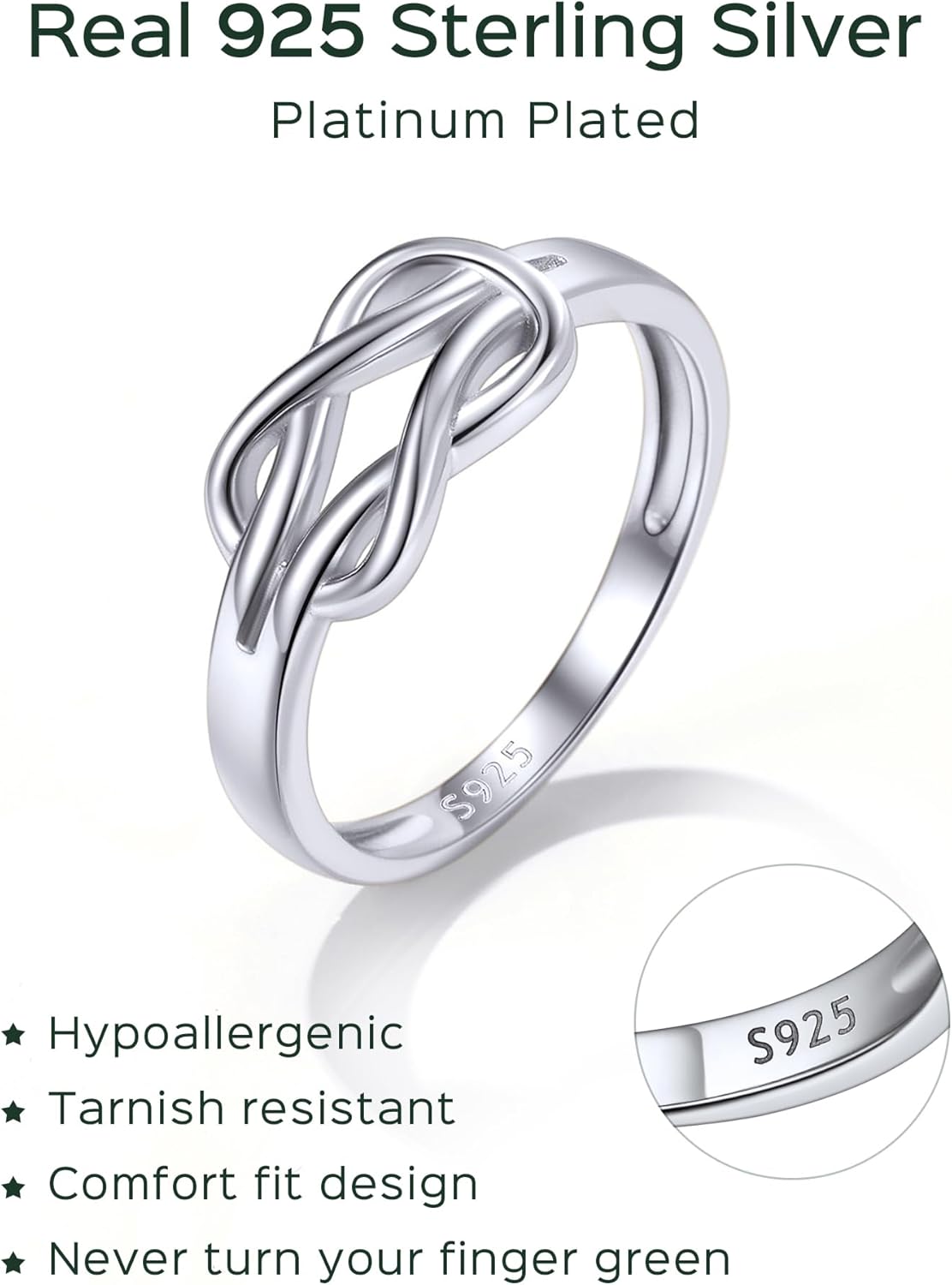 Sterling Silver Classic Love Knot Friendship Ring