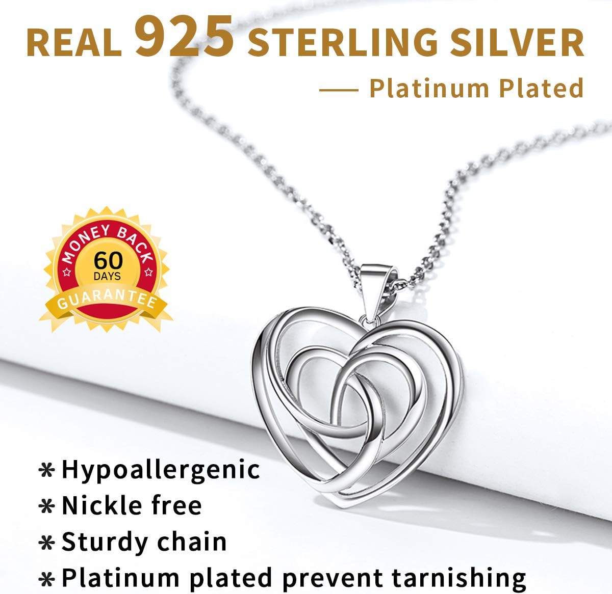 Sterling Silver Love Heart Celtic Knot Pendant Necklace