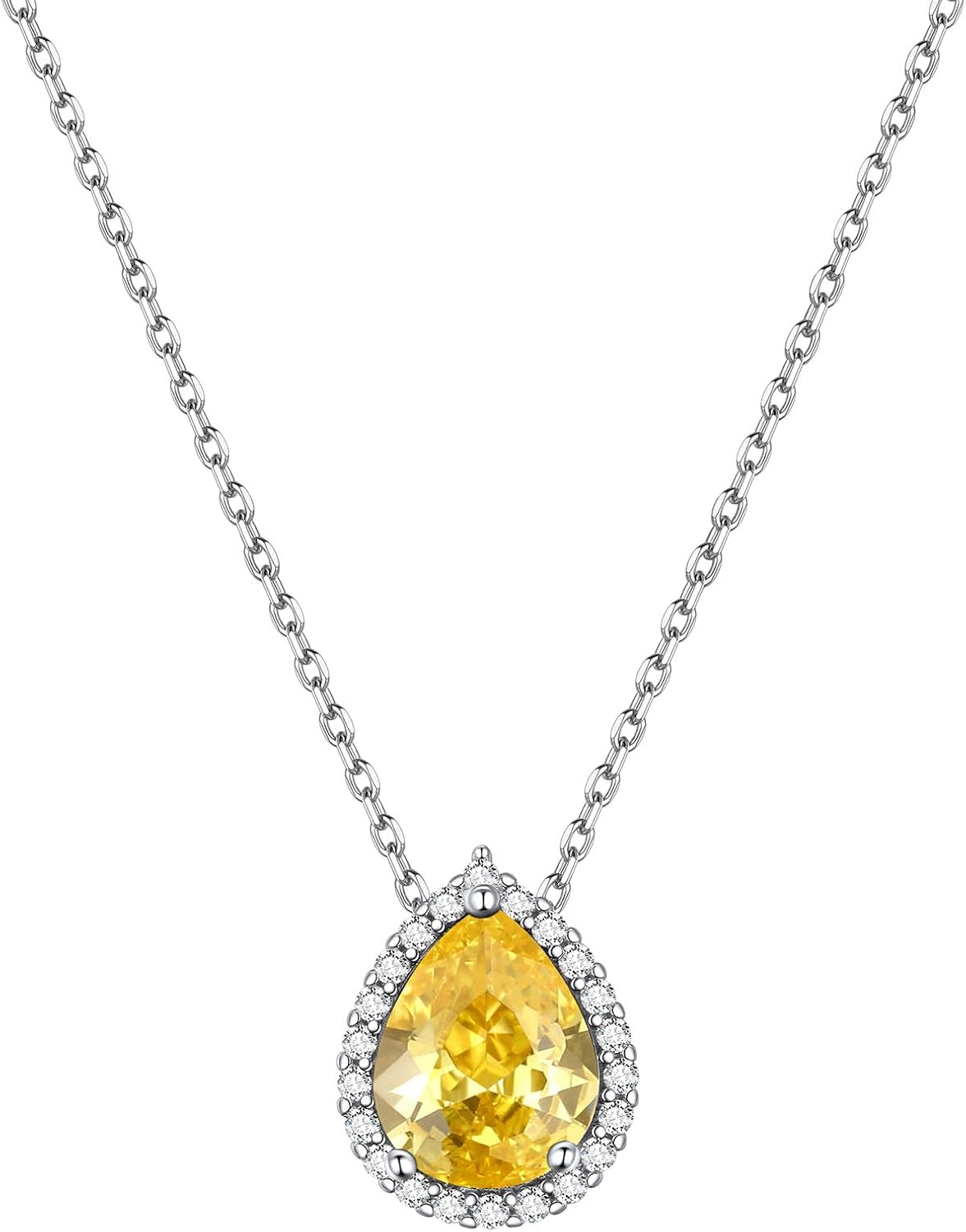 Pear Cut Teardrop Birthstone Diamond Necklace