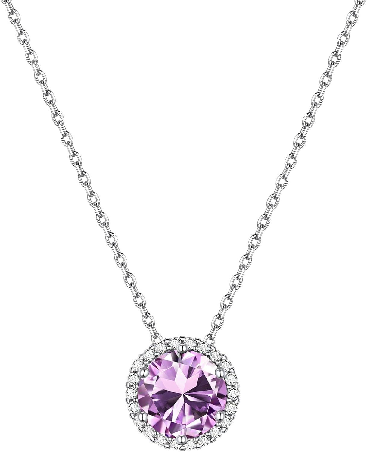 Round Cut Birthstone with Cubic Zirconia Necklace