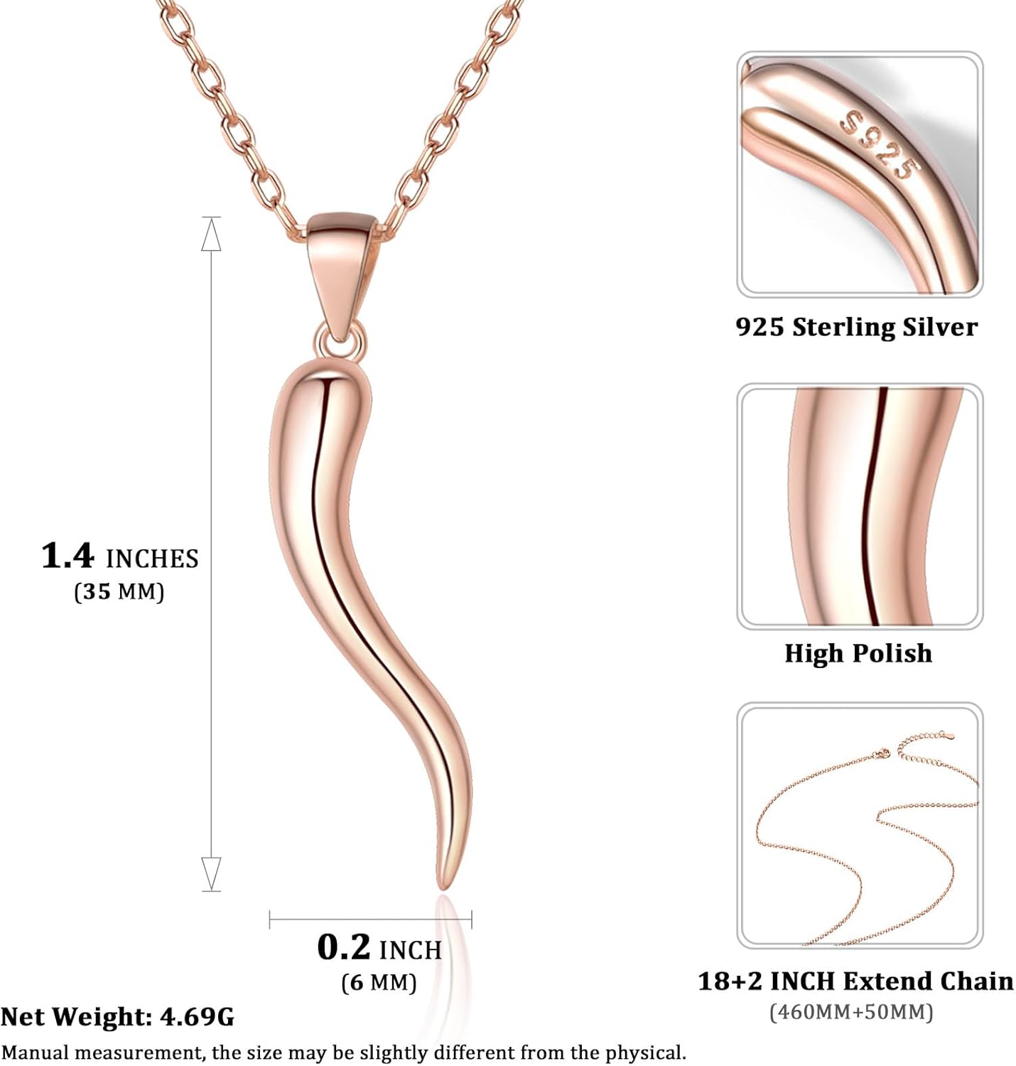 Lucky Italian Horn Necklace Pendant Necklace