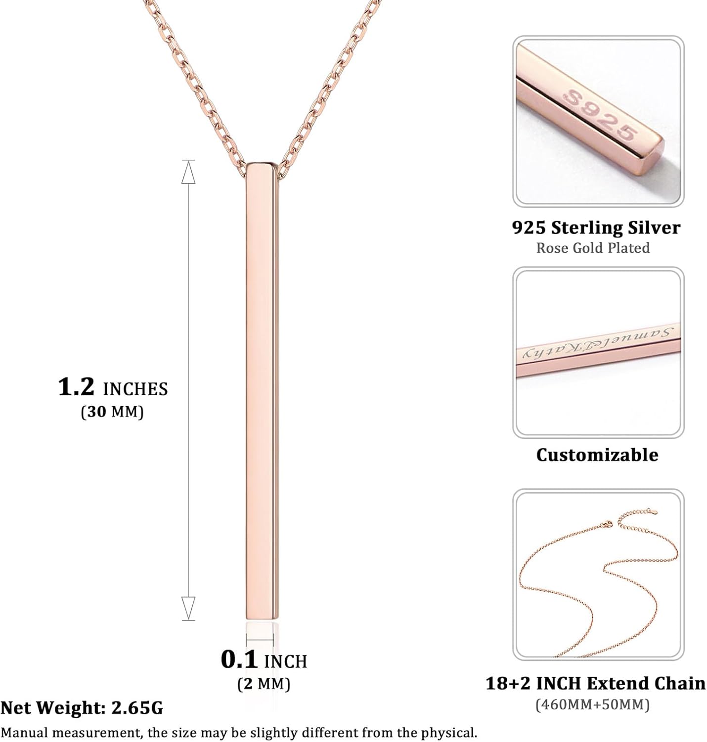 Y Layer Minimalist Vertical Bar Long Lariat Chain Pendant Necklace Details: Dimensions, Hypoallergenic, Lobster-Claw-Clasps