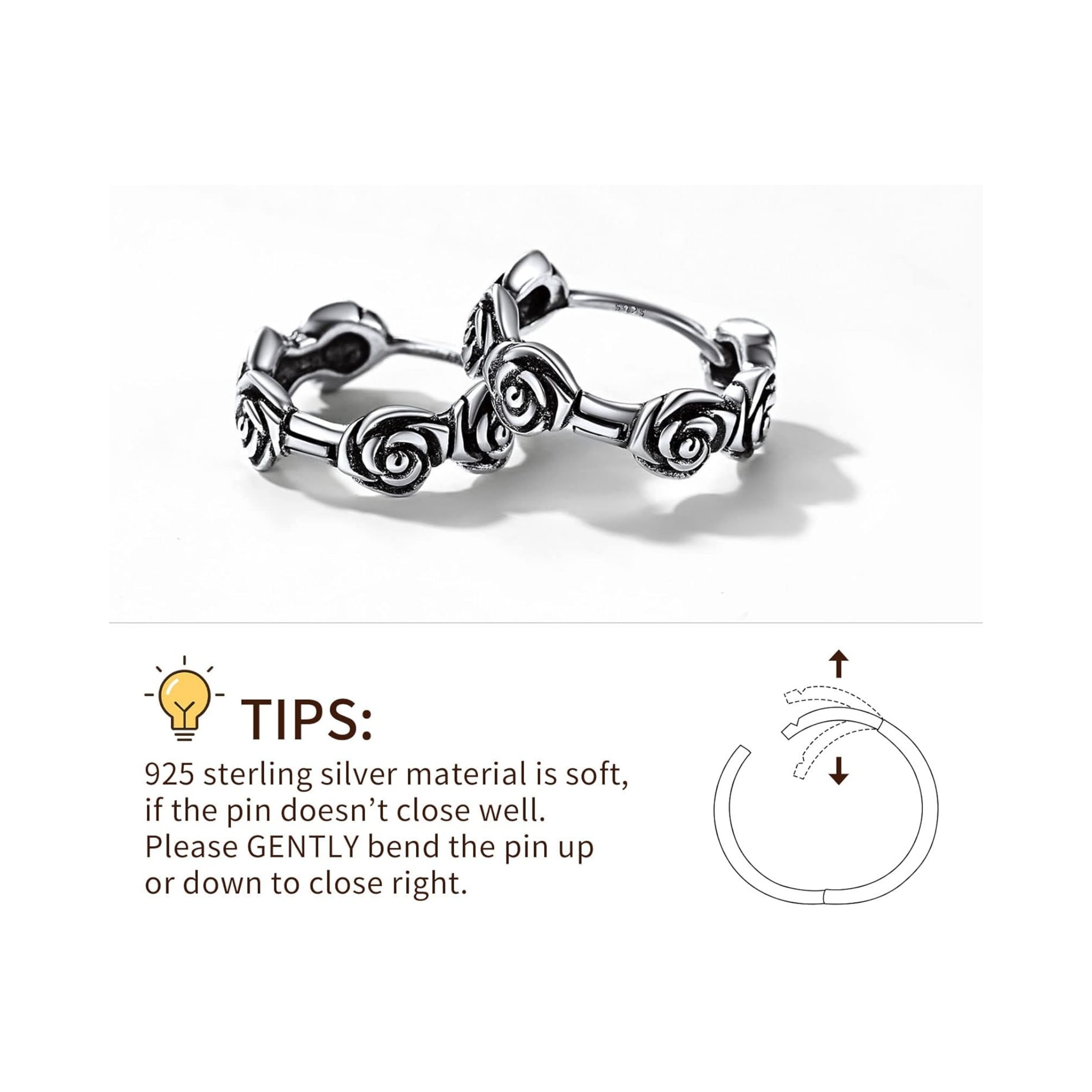 How to use ChicSilver Sterling Silver Vintage Rose Flower Huggie Hoop Earrings