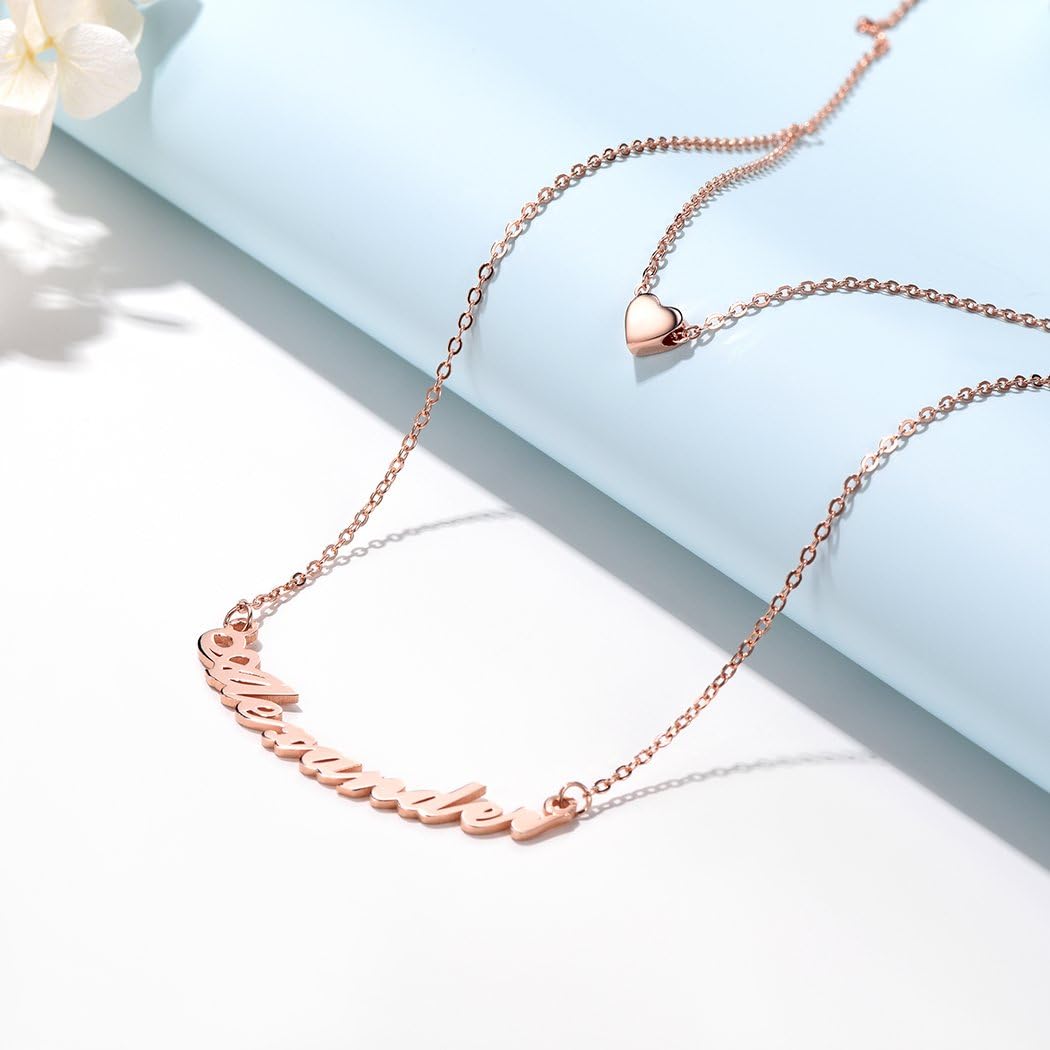 Customizable Name Heart Pendant Choker Necklace