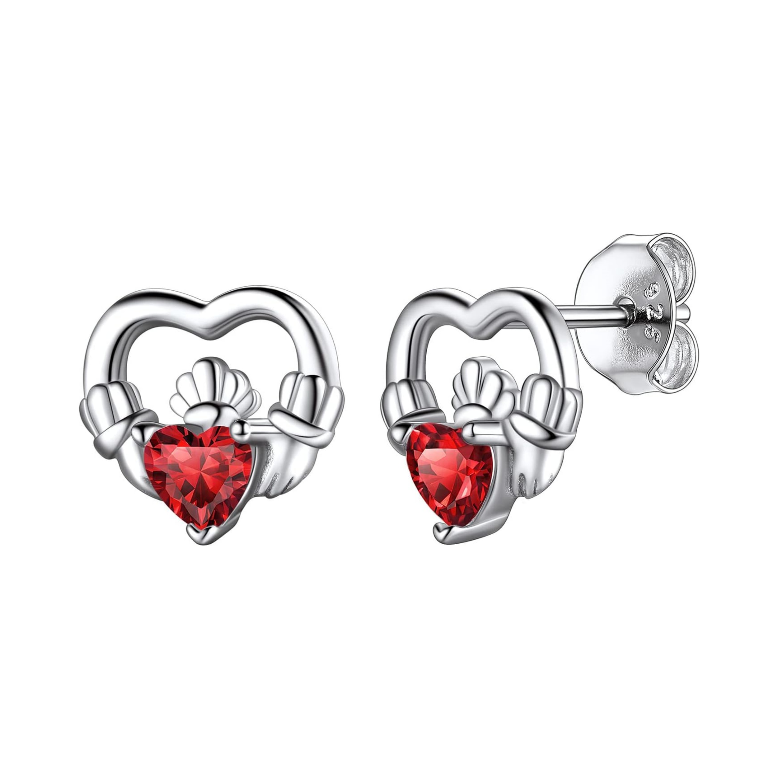 Dainty Claddagh Celtic Heart Stud Earrings