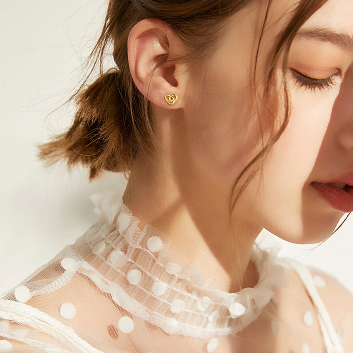 Gold Heart Love Knot Irish Celtic Jewelry Stud Earrings, sterling silver jewlery, Sterling silver earrings, gift idea