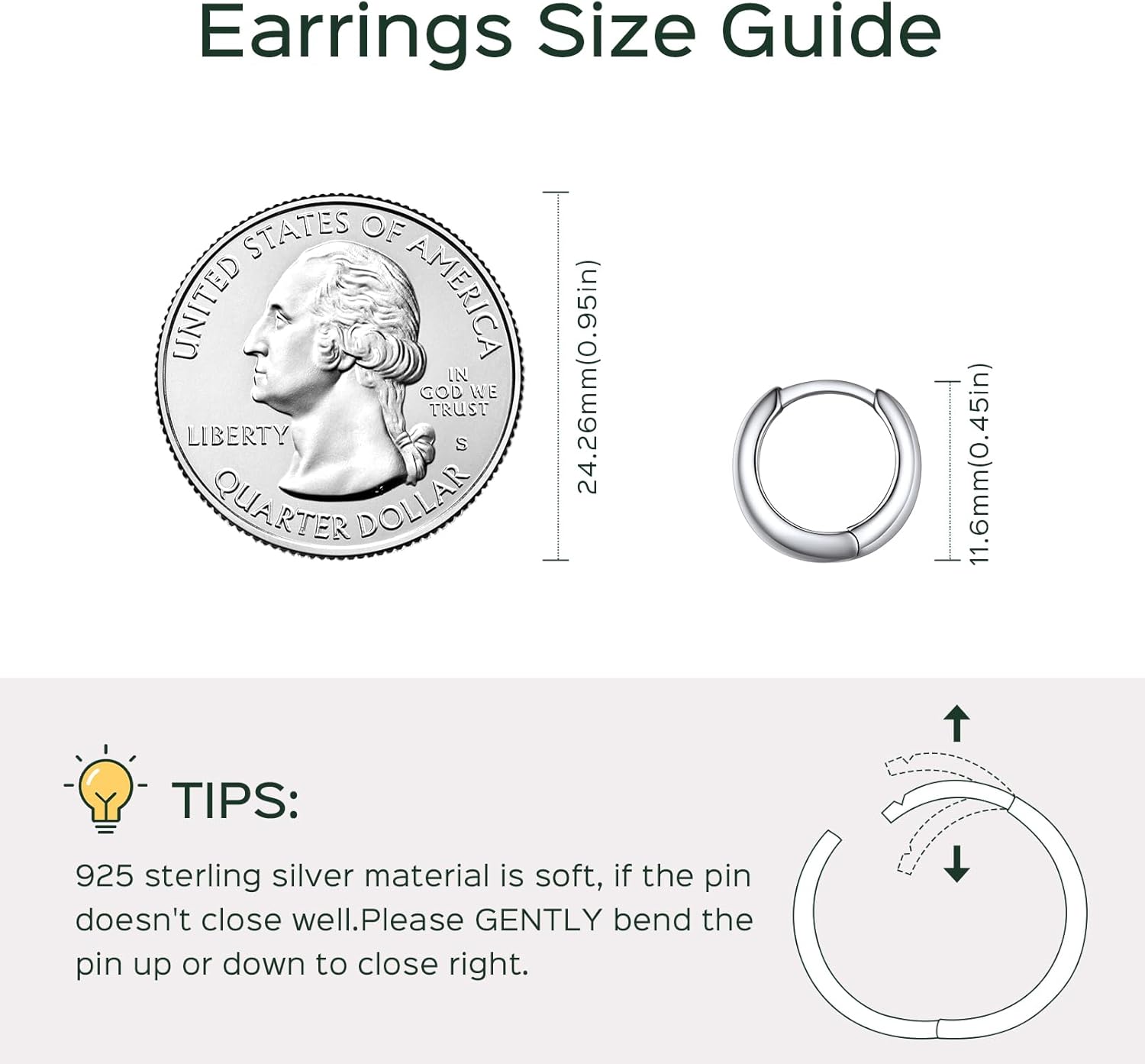 Hypoallergenic Lightweight Small Chunky Hoop Earrings Details: Dimensions, Hypoallergenic, Hinged Hoop