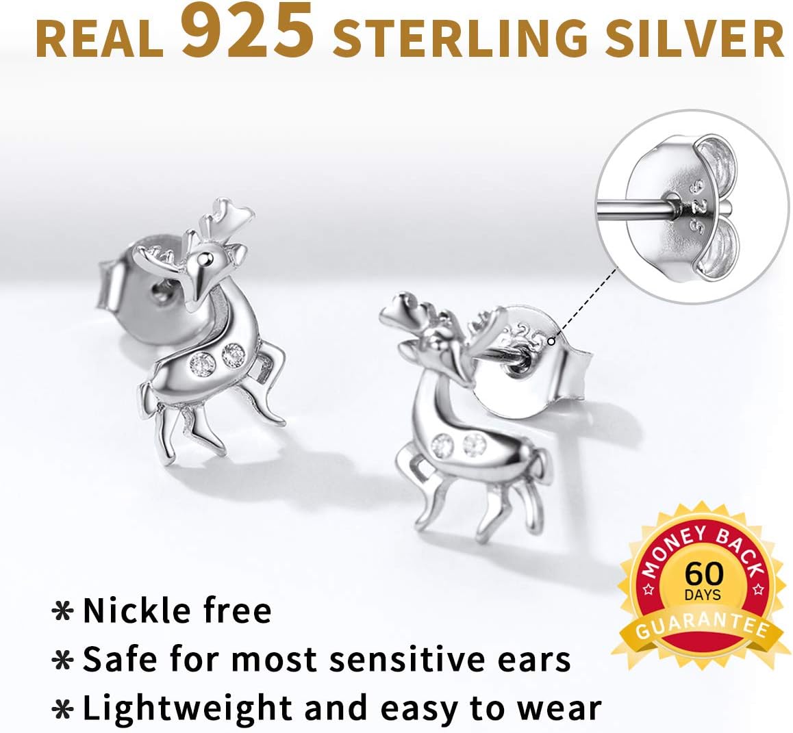 Sterling Silver Sika Deer Lucky Stud Earrings