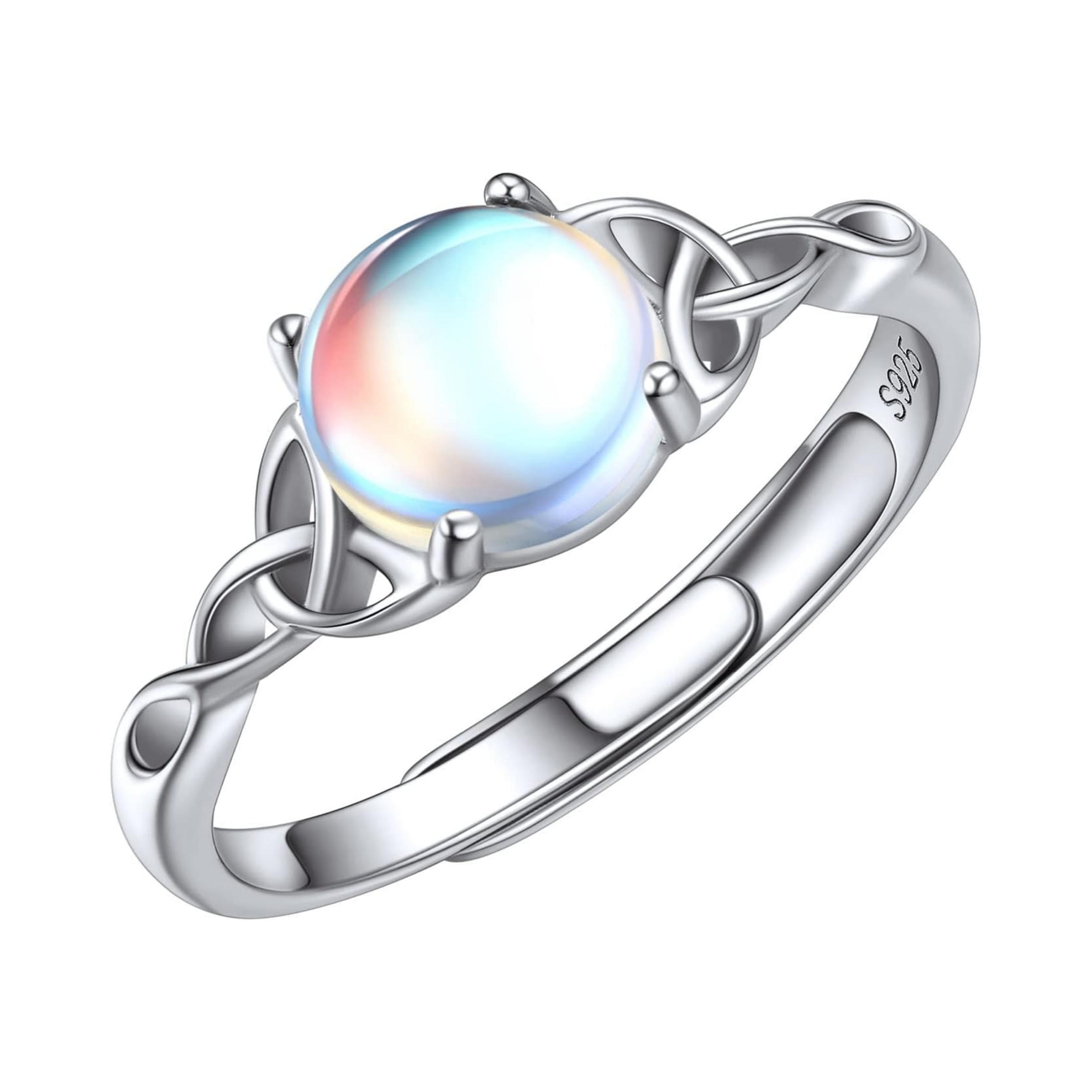 Moonstone Celtic Knot Engagement Promise Wedding Band Rings