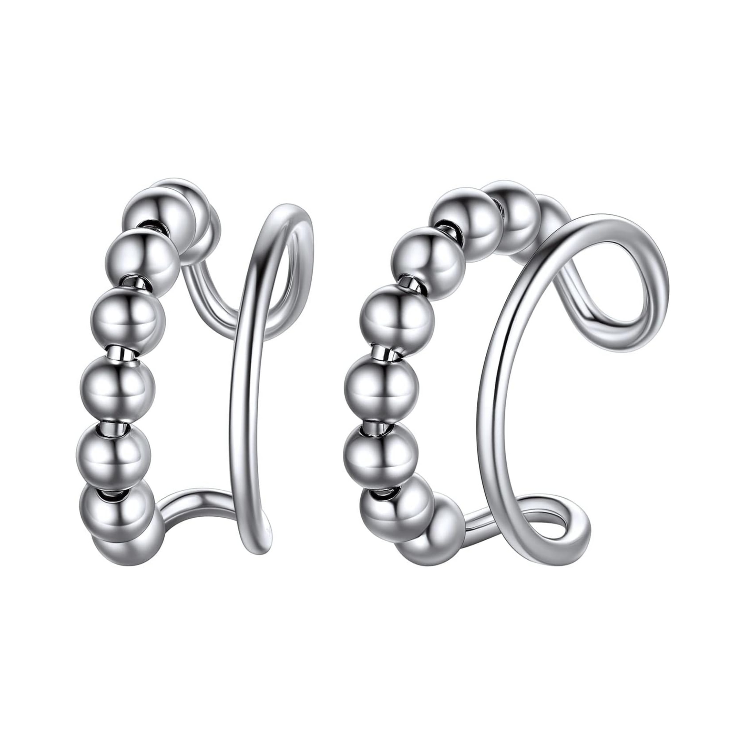 Beaded on Piercing Clip on Cartilage Cuff Earrings 