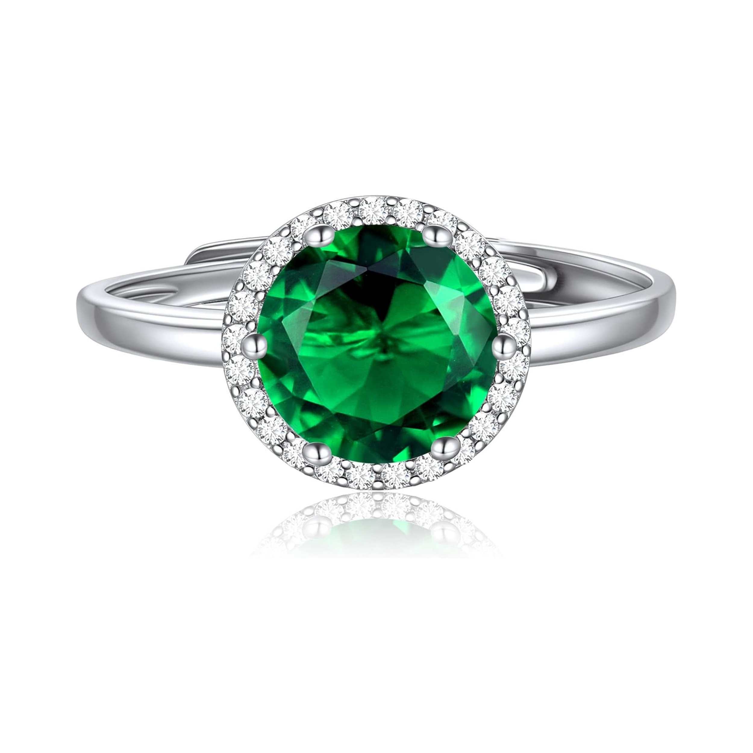 Round Cut May Birthstone Promise Ring