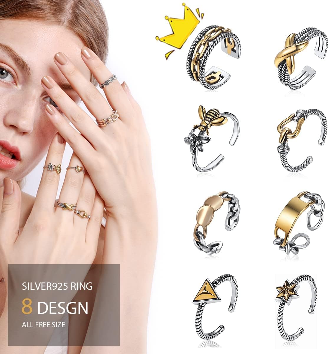 Open Adjustable Rings  in Different Shape Style