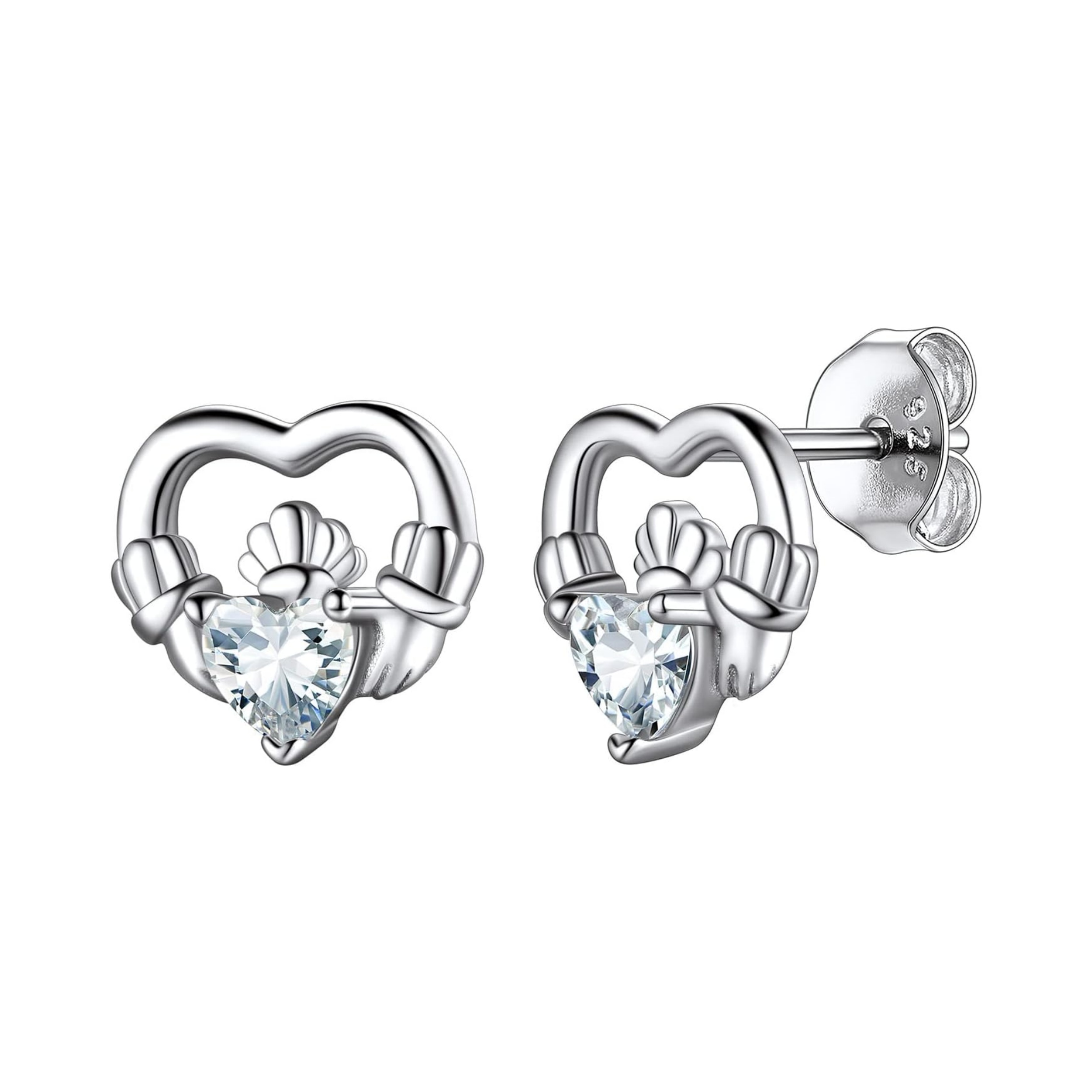 Dainty Claddagh Celtic Heart Stud Earrings