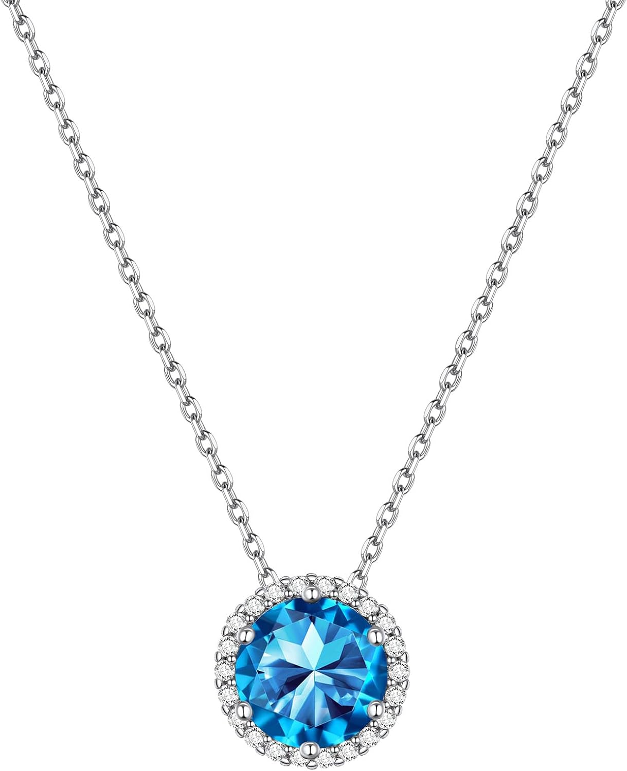 Round Cut Birthstone with Cubic Zirconia Necklace