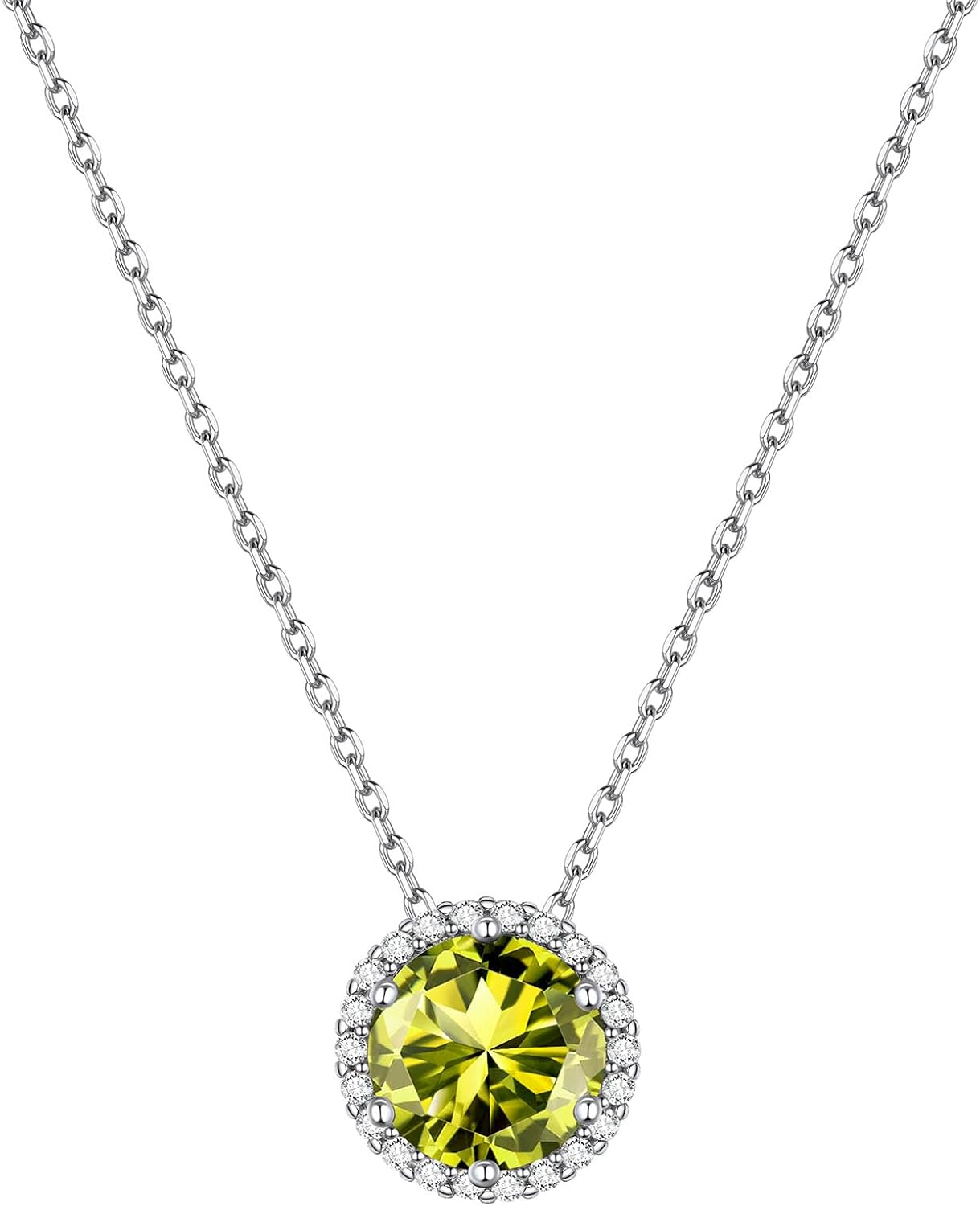 Round Cut Birthstone with Cubic Zirconia Necklace