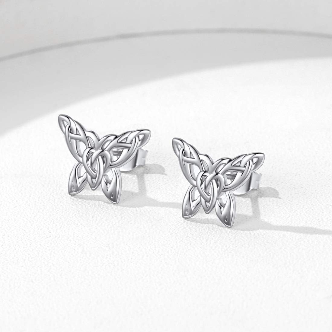 Sterling Silver Good Luck Celtic Knot Butterfly Stud Earrings