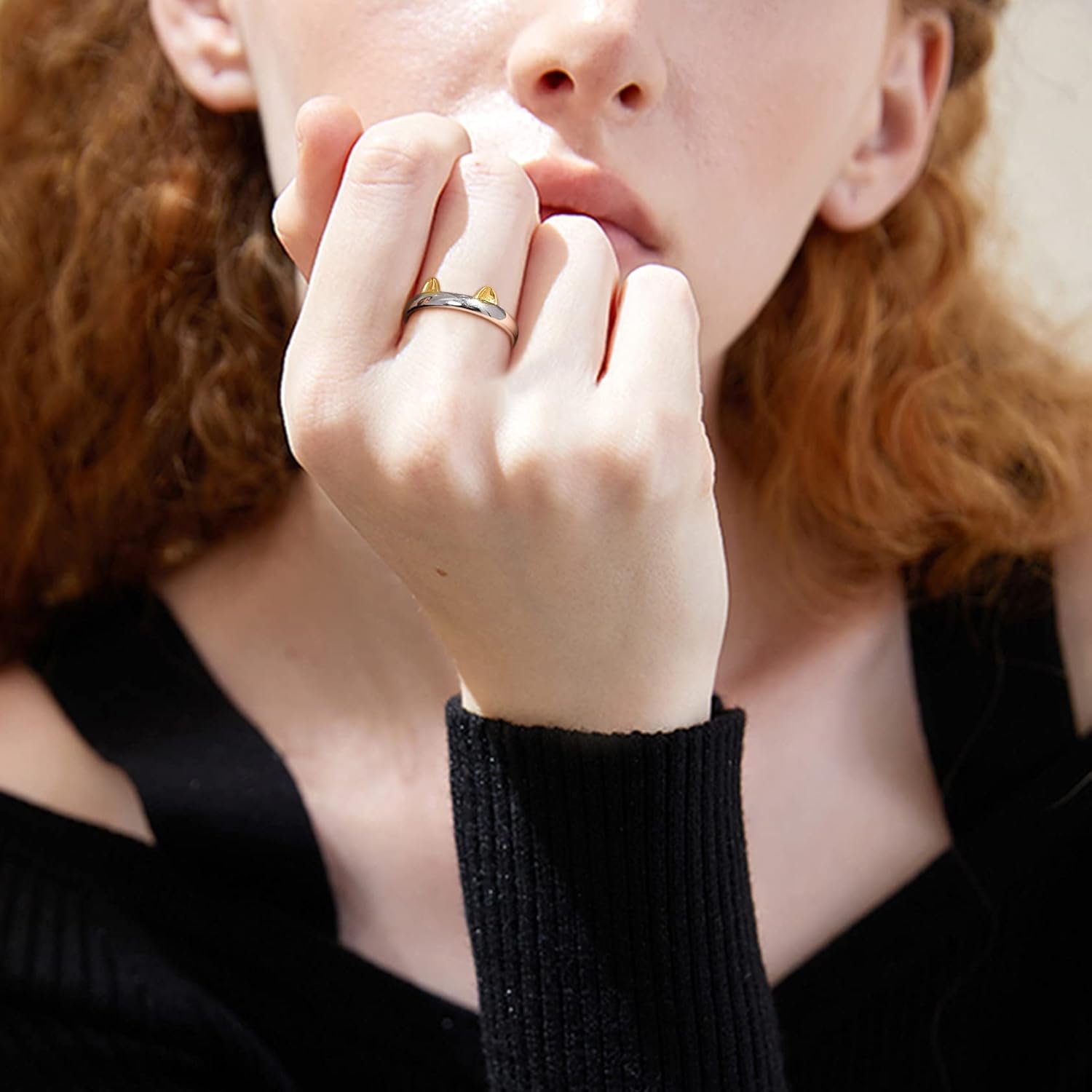 Minimalist Cat Adjustable Promise Ring for Women