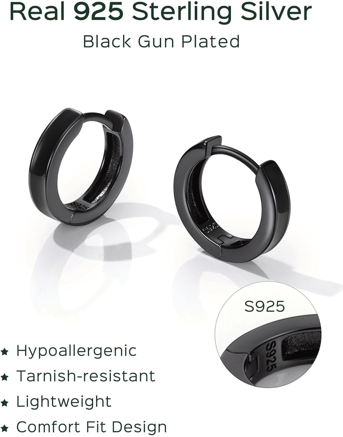 Sterling Silver High Polised Lightweight Hoop Earrings