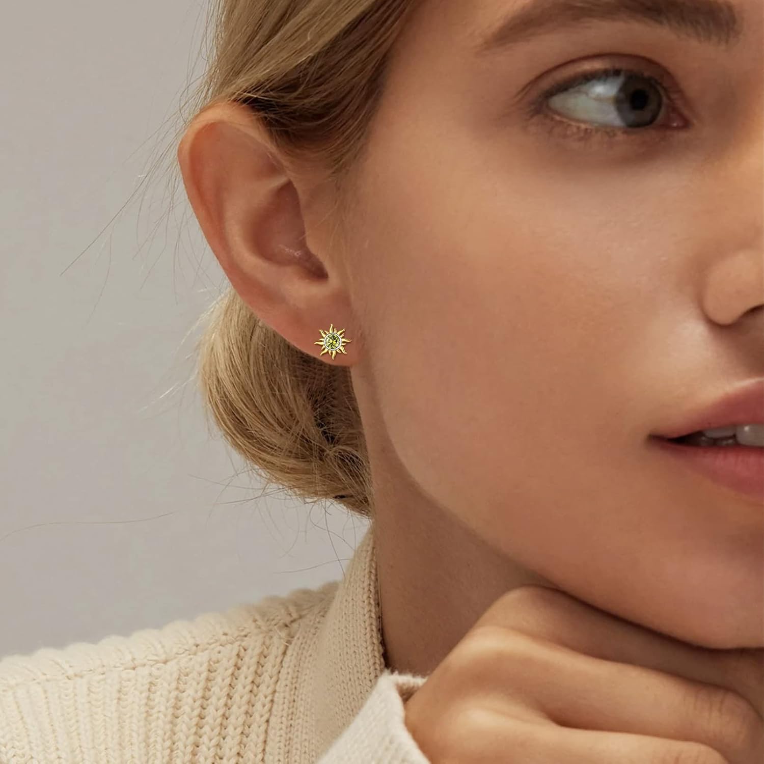 Hypoallergenic Sun Birthstone Earrings for Women, august birthstone, Peridot Earrings, Leo Birthstone, Virgo Birthstone, sterling silver jewelry, gift idea