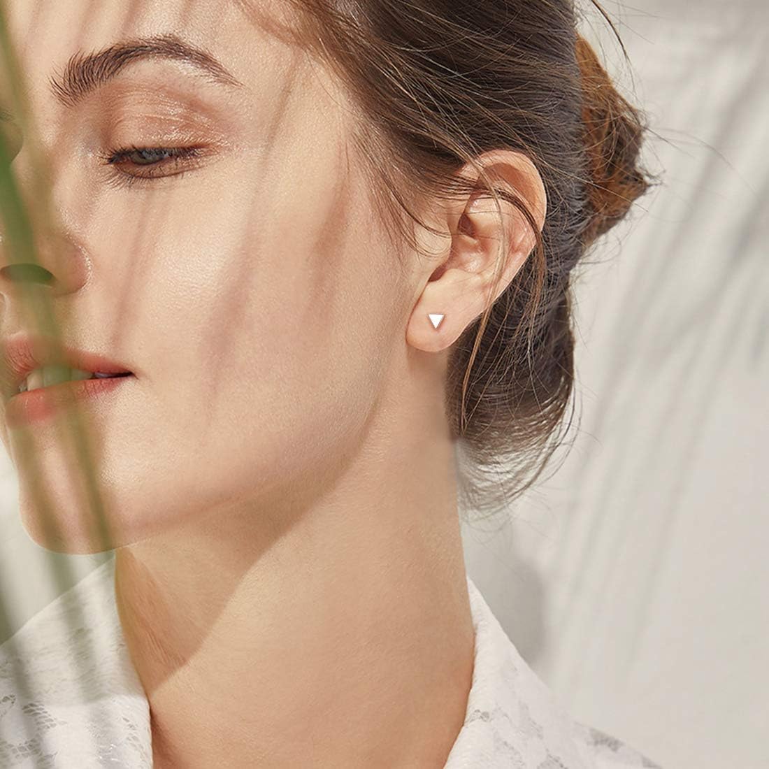 Hypoallergenic Minimalist Small Geometric Dainty Simple Triangle Studs for Women