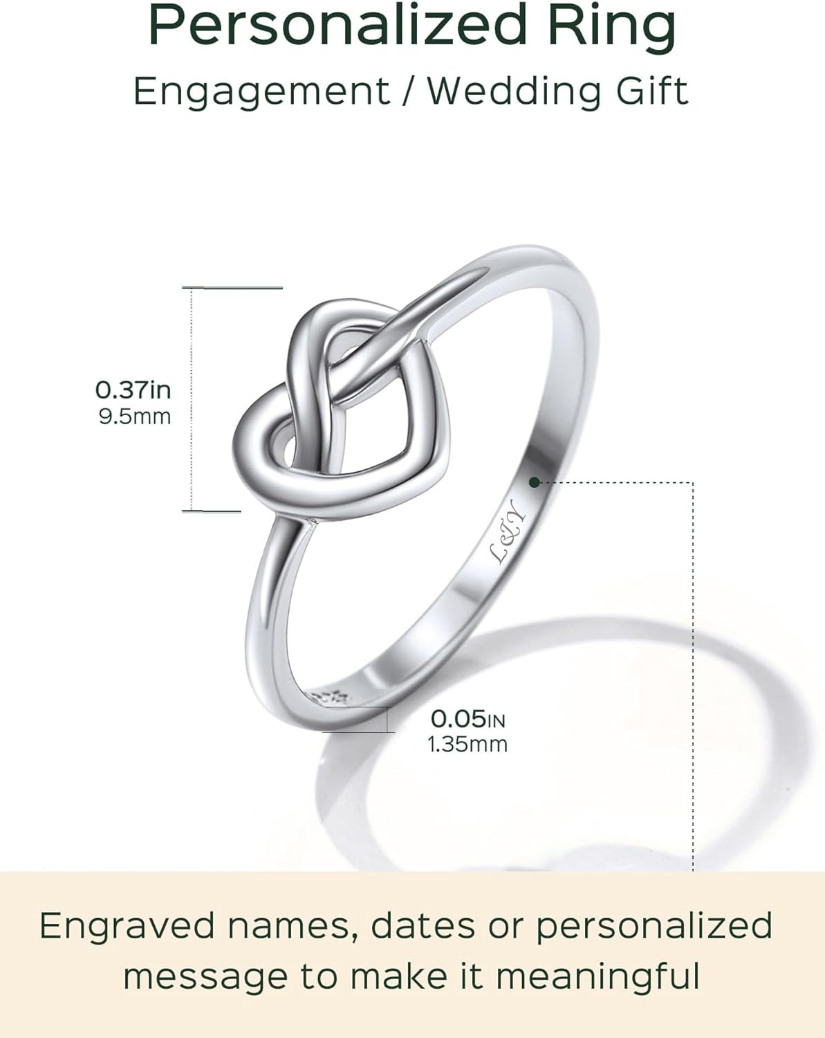  Heart Celtic Knot Wedding Band Rings Details: Dimensions, Hypoallergenic, Size：4-12.