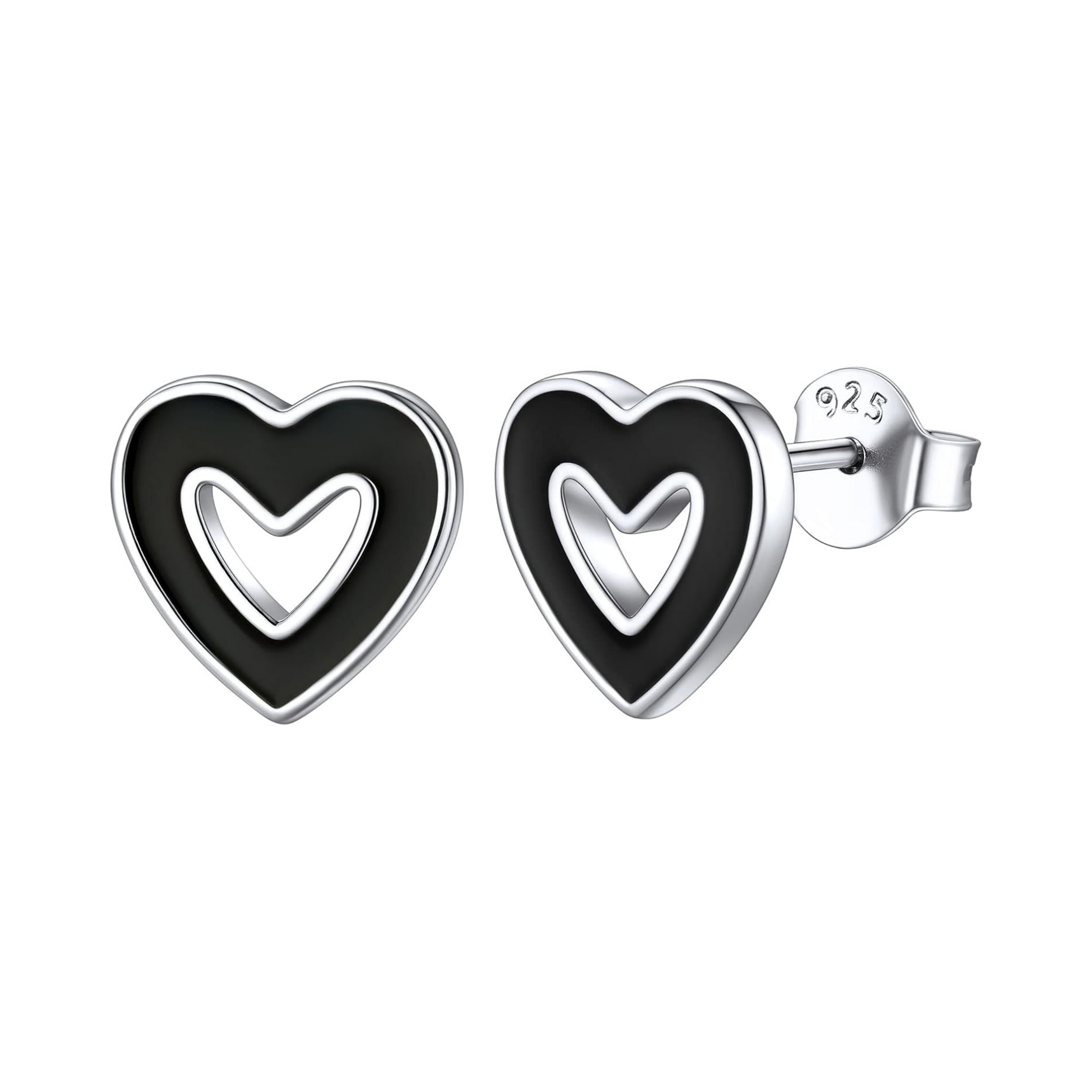 Black Hollow Heart Earrings for Women