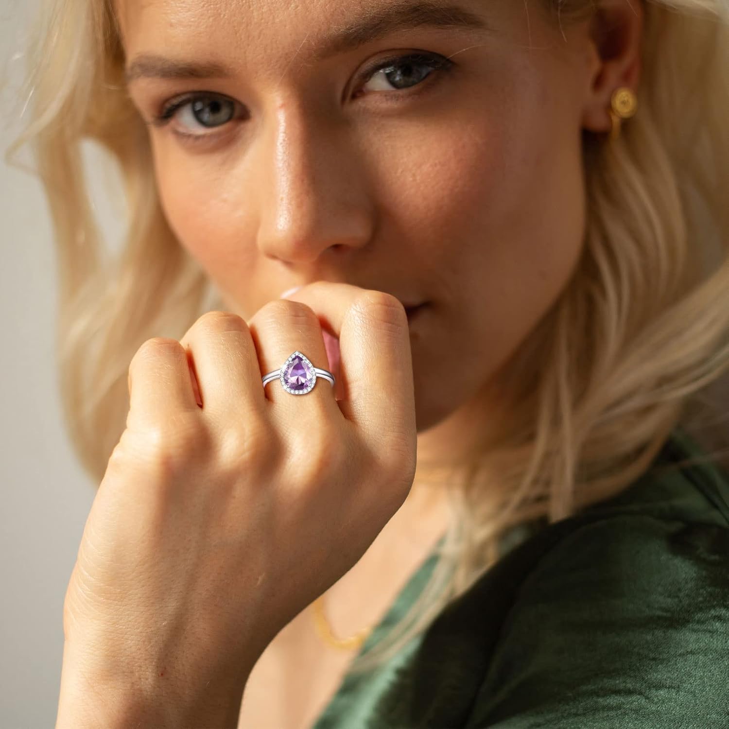 Promise Ring with Pear Cut Teardrop Birthstone for Women