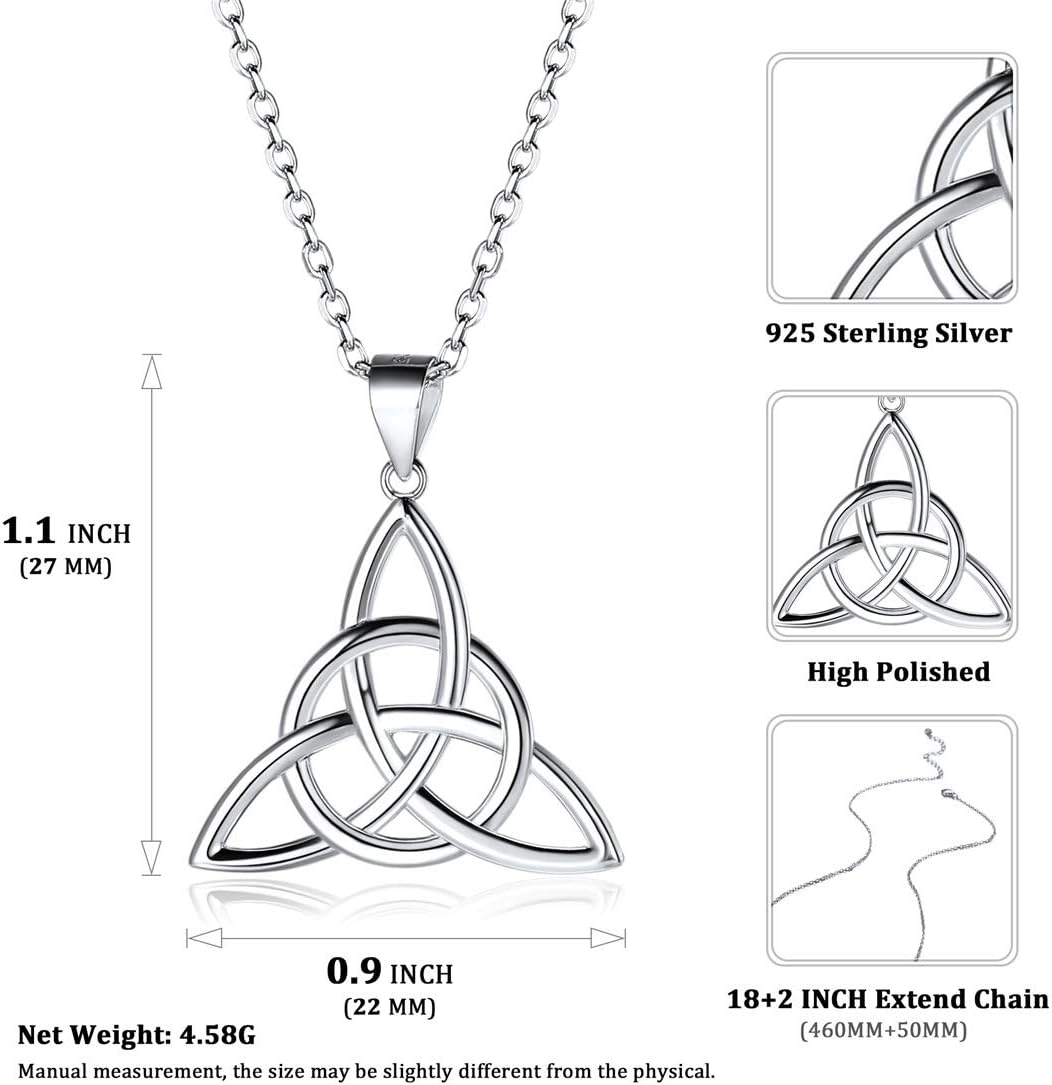 Luck Irish Celtic Knot Triangle Necklaces  Details: Dimensions, Hypoallergenic, Lobster-Claw-Clasps