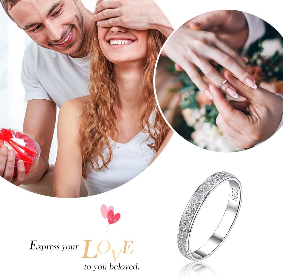 Simple Engagement Sandblast Finish Wedding Band Ring for Men & Women