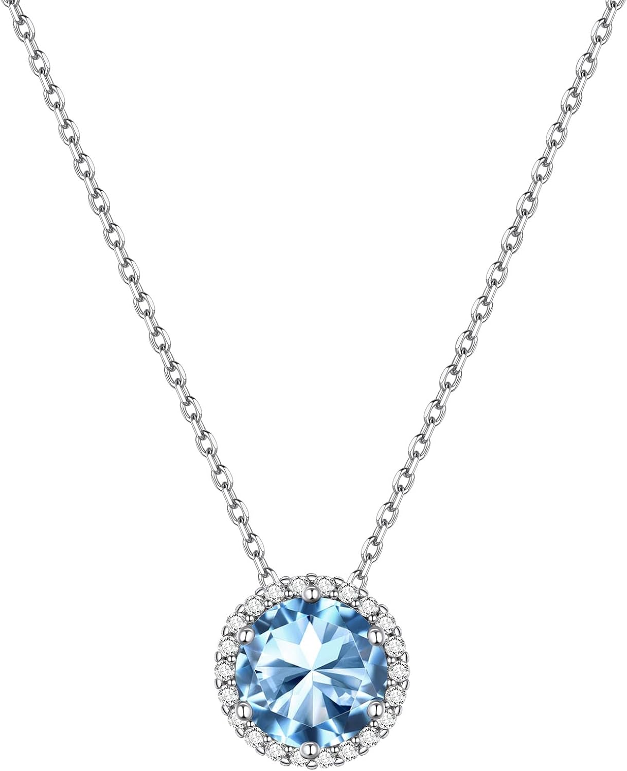 Round Cut Birthstone with Cubic Zirconia Necklace