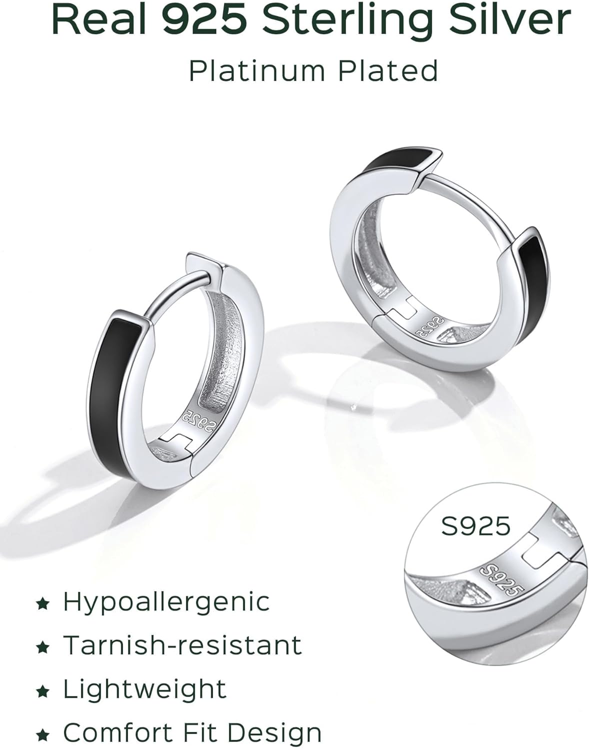 Sterling Silver High Polised Lightweight Hoop Earrings