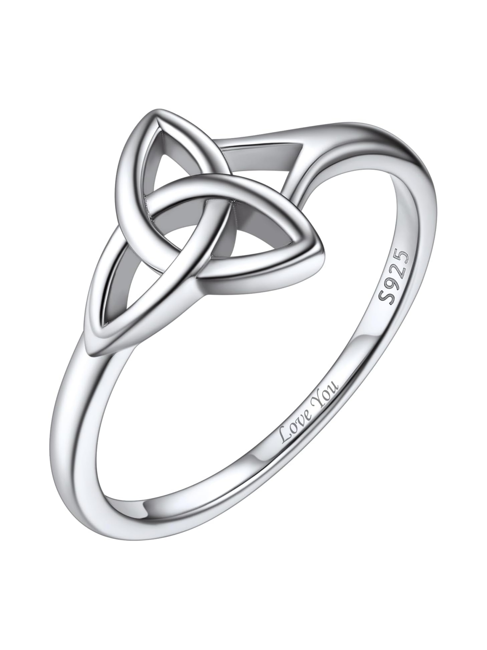Triquetra Celtic Knot Promise Ring for Women in Silver Colors