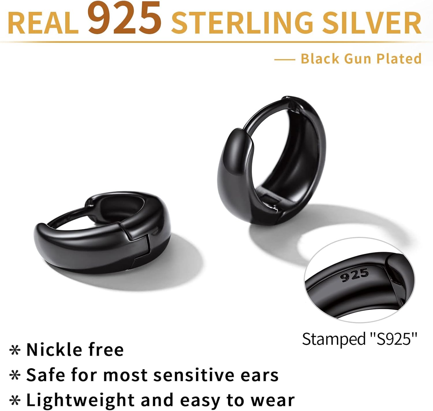 ChicSilver Sterling Silver Hypoallergenic Lightweight Small Chunky Hoop Earrings