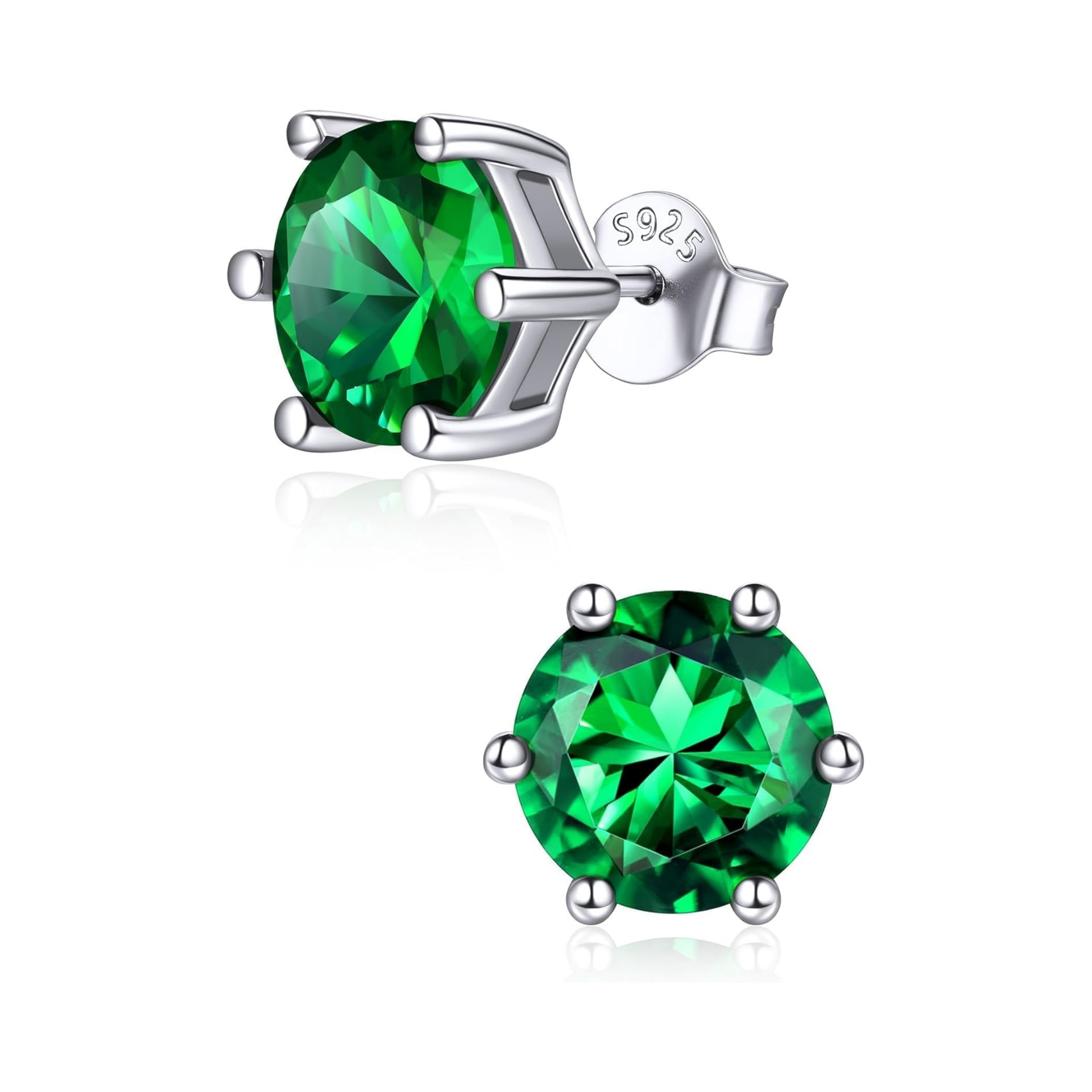 8.5mm Sparkling Round Cut Birthstone Halo Stud Earrings