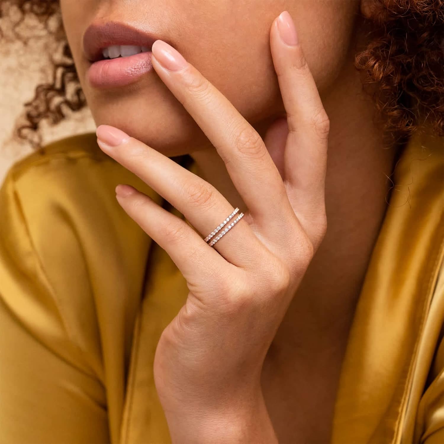 Cubic Zirconia Stackable Engagement Eternity Wedding Band Ring for Ladies