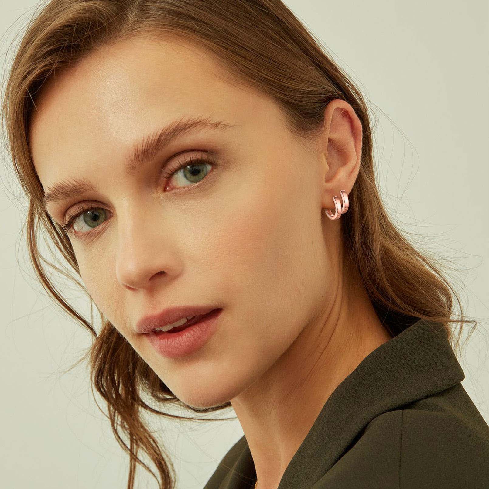 High Polish Stackable Huggie Hoop Earrings for Women, Ladies