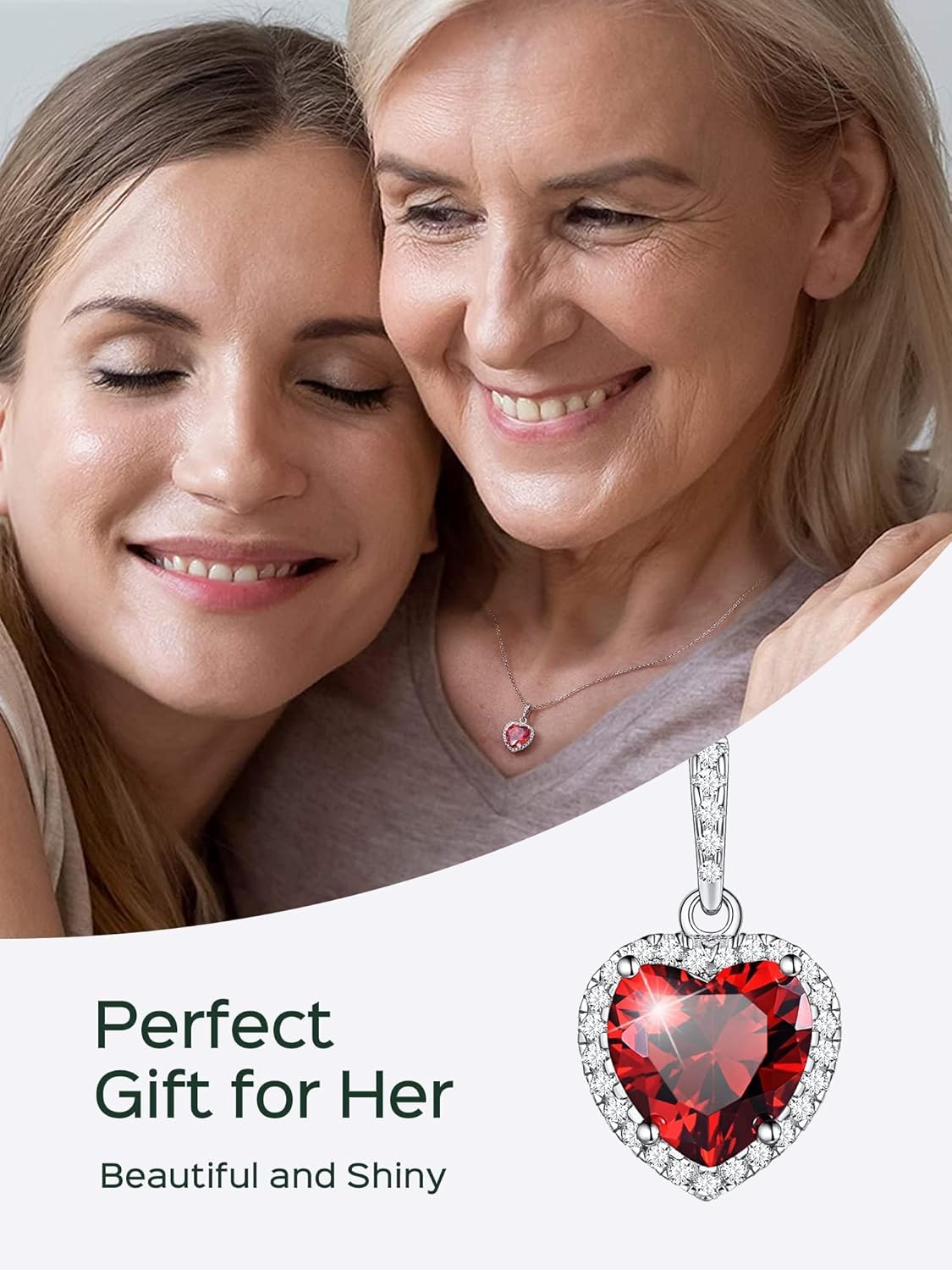 Heart Birthstone With Cubic Zirconia Necklace