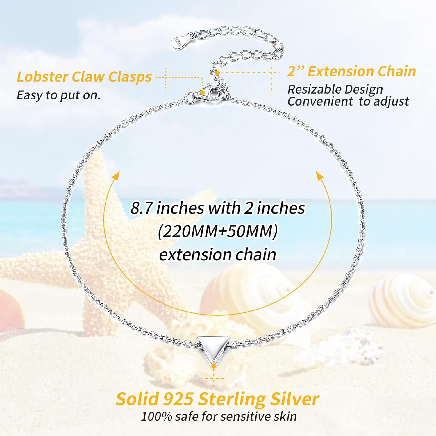 Simple Dainty Triangle Anklets